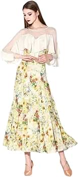 Amazon.co.jp: [LNIGHT] 社交ダンスドレス 花柄 フリル